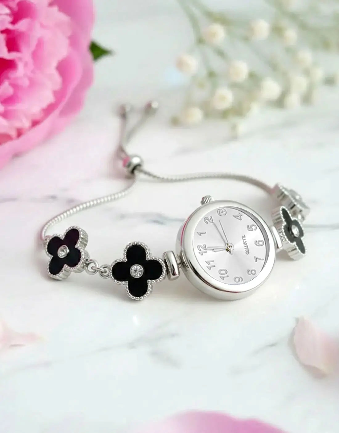Minimalist Sparkling Rhinestone Up-Down Chain Bracelet Watch for Girls