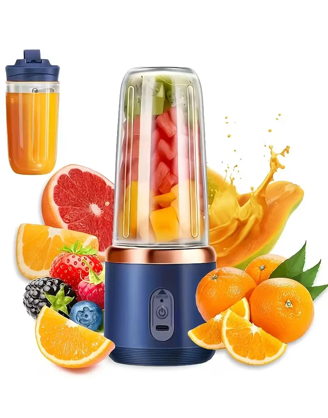 2-In-1 USB Rechargeable Portable Juicer Blender for Smoothies, Shakes, and Frozen Drinks