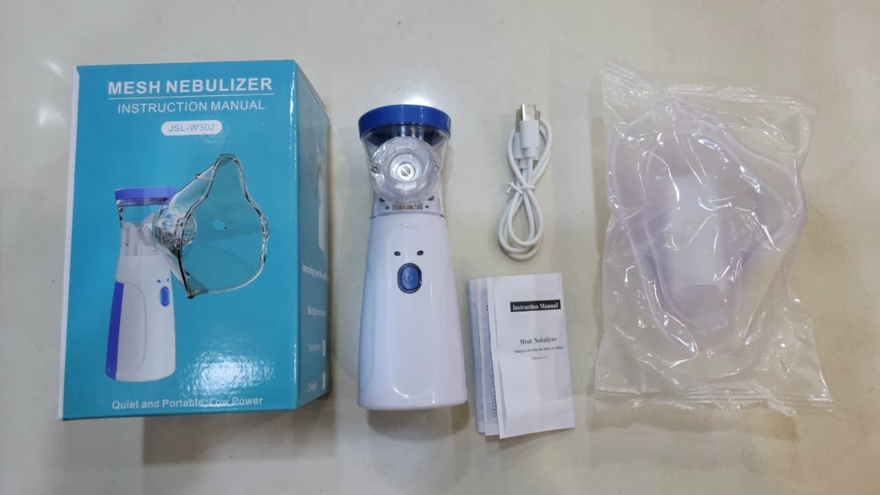 Portable Mesh Nebulizer Machine JSL-W302 with Masks & Mini Inhaler for Kids & Adults