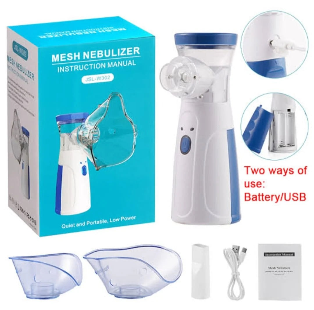 Portable Mesh Nebulizer Machine JSL-W302 with Masks & Mini Inhaler for Kids & Adults