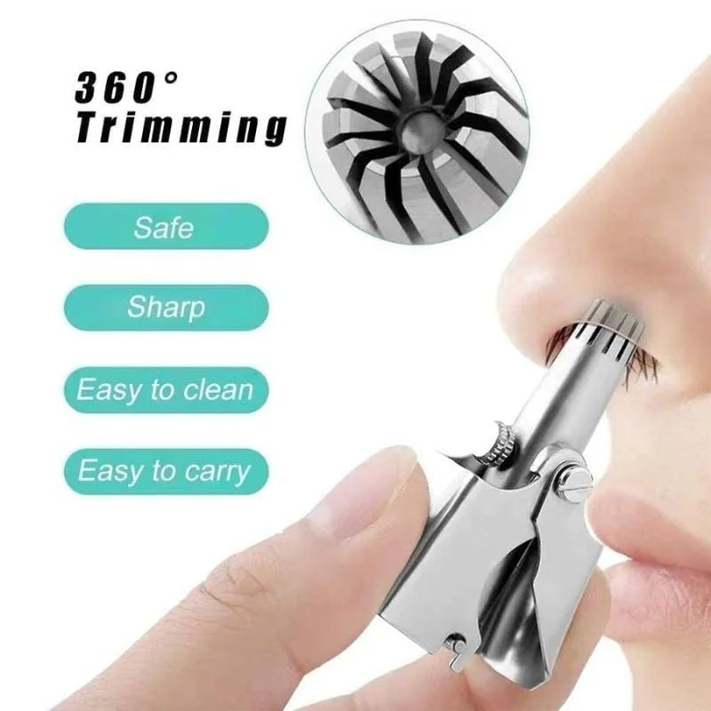 Manual Nose & Ear Hair Trimmer – Stainless Steel Precision Trimming Tool for Safe and Painless Grooming