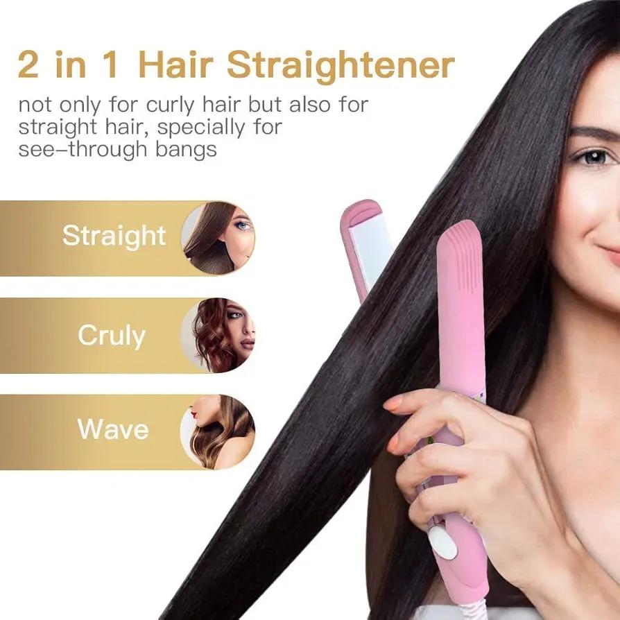 2-in-1 Mini Hair Styler – Straightener & Curler