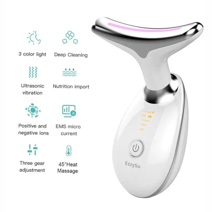Neck Lifting And Tightening Massager EMS Microcurrent Face And Neck Device With LED Light