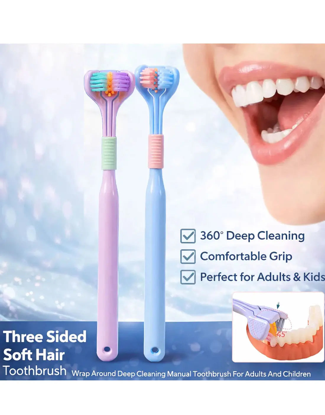 3 Sided Soft Bristles Toothbrush | 360° Deep Cleaning Toothbrush