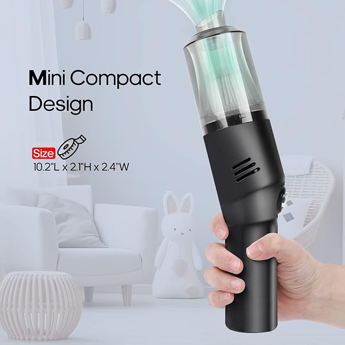 PowerVac 120W Portable Wireless Car Vacuum Mini Cyclone Wet & Dry USB Rechargeable Cleaner