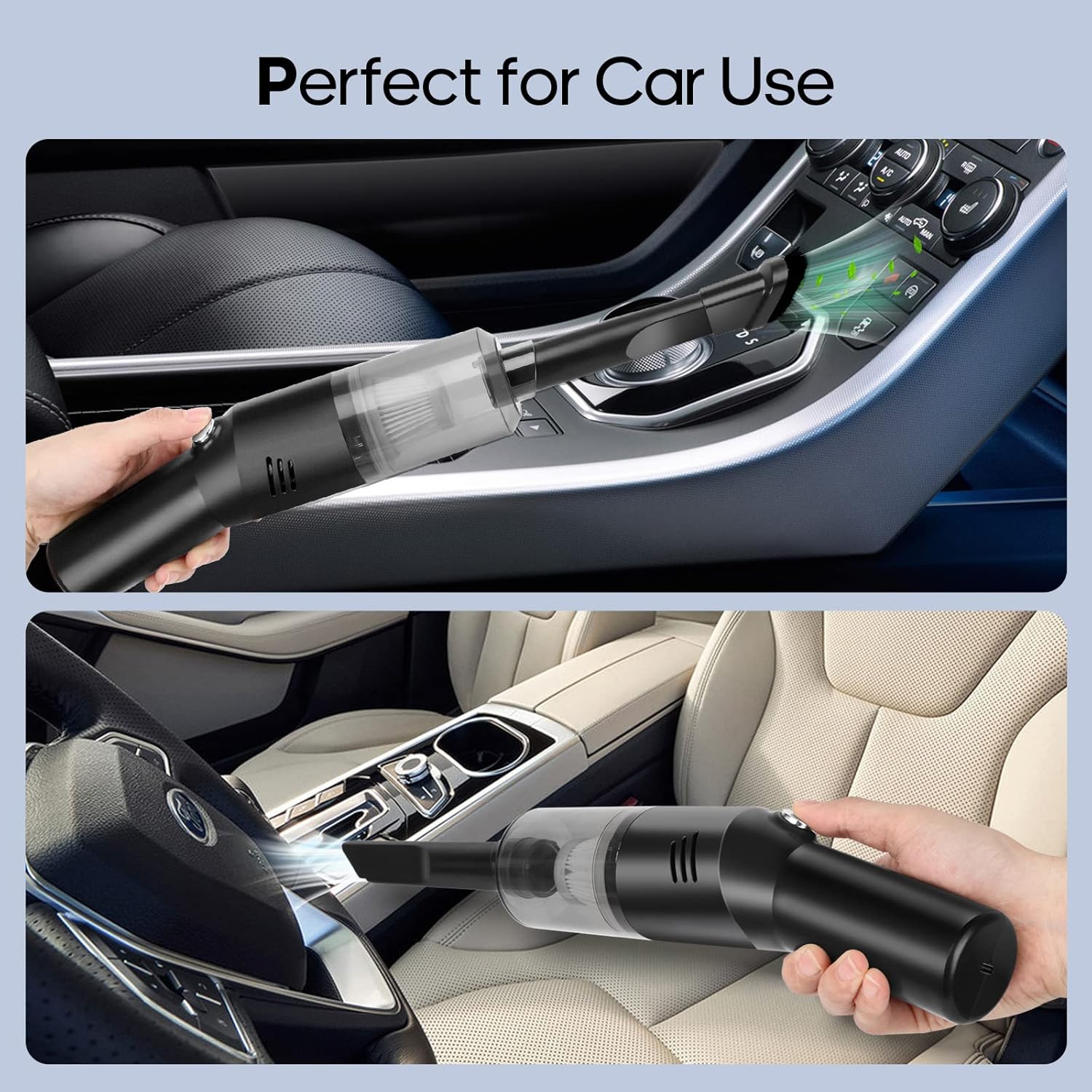PowerVac 120W Portable Wireless Car Vacuum Mini Cyclone Wet & Dry USB Rechargeable Cleaner