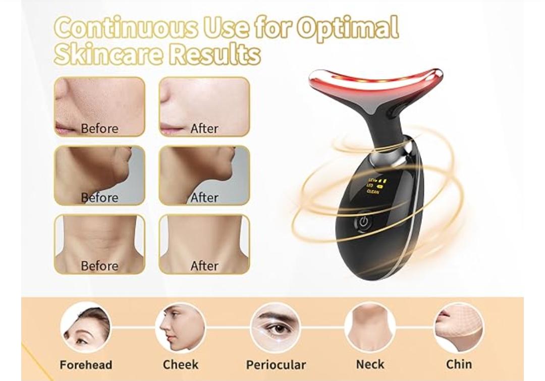 EMS RED LIGHT THERAPY FACE NECK LIFT WRINKLE REMOVER TIGHTEN MASSAGER