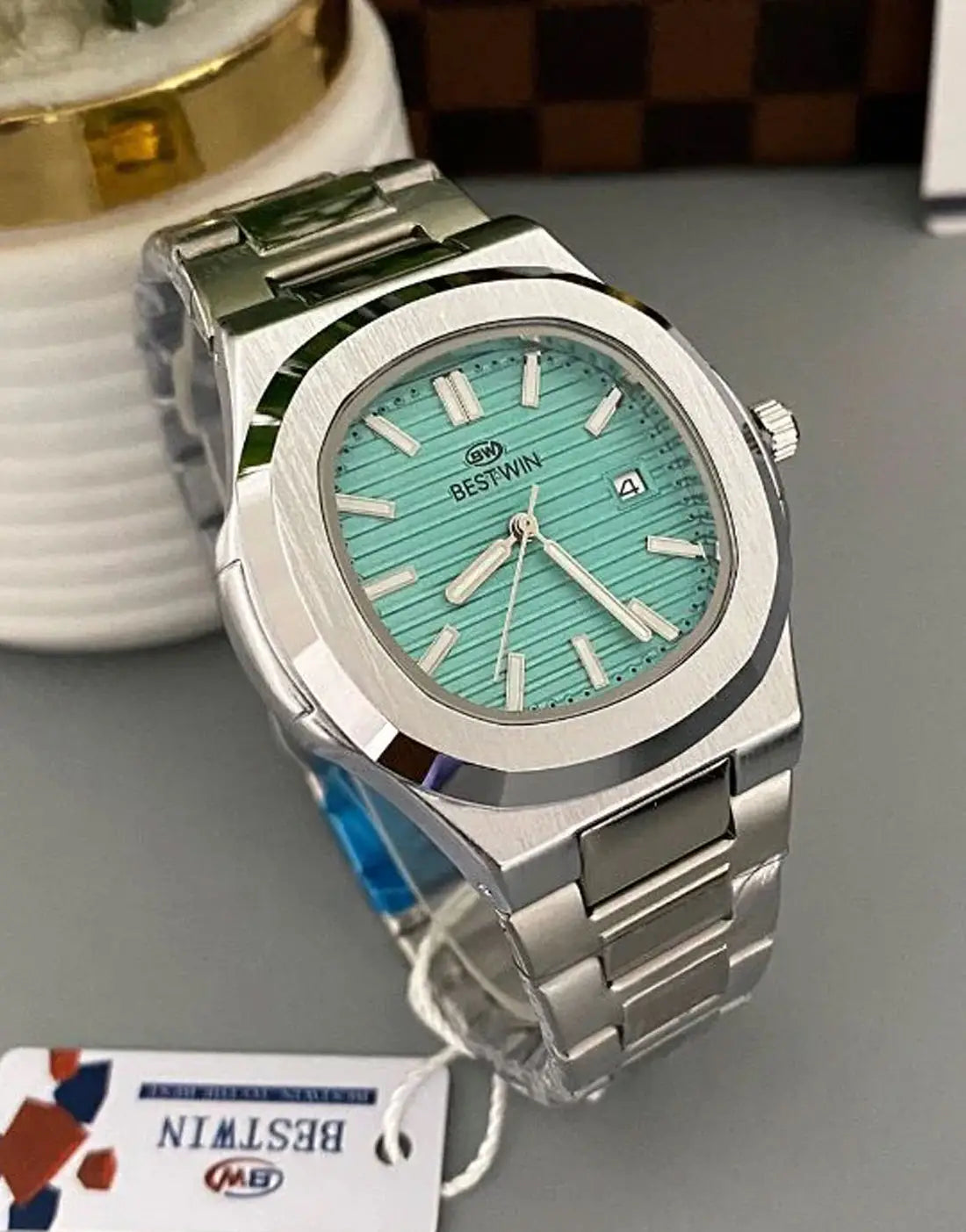 BESTWIN Nautilus Datejust Men’s Luxury Watch with Stainless Steel Chain