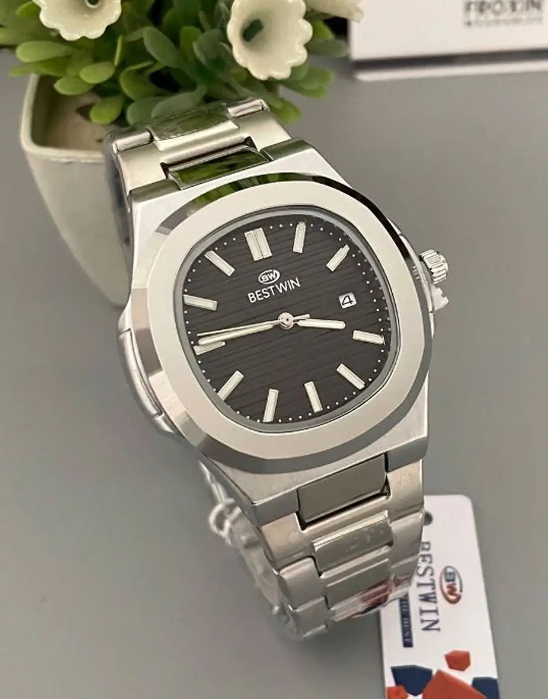 BESTWIN Nautilus Datejust Men’s Luxury Watch with Stainless Steel Chain