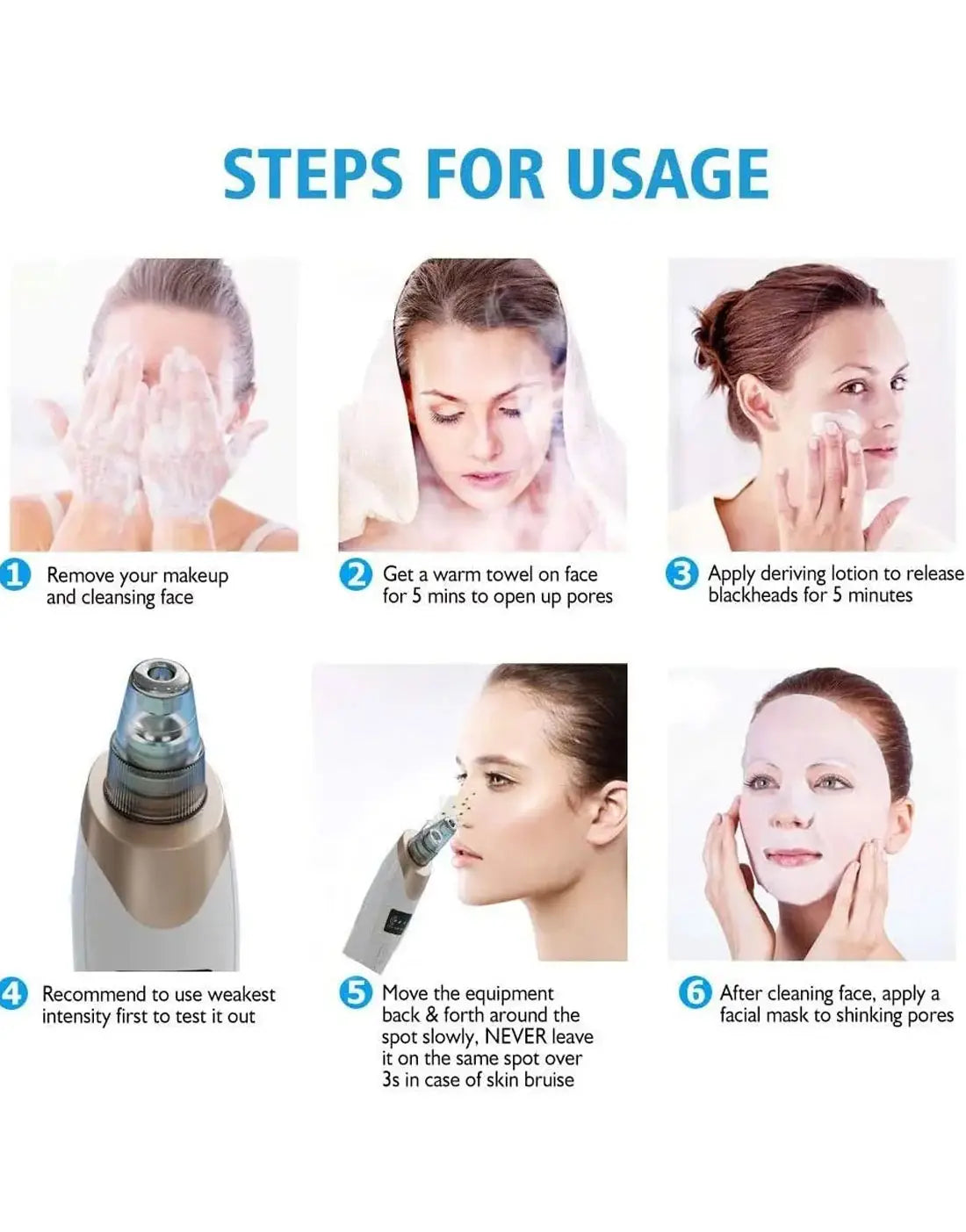 USB Rechargeable Blackhead Remover & Derma Suction Facial Cleansing Device