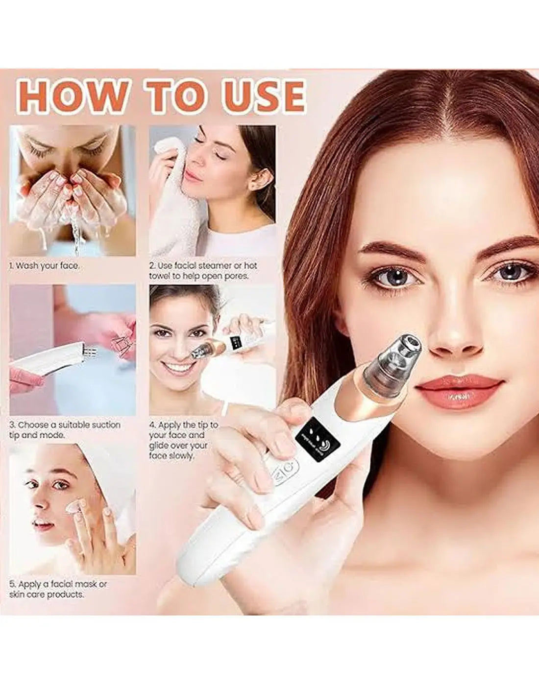 USB Rechargeable Blackhead Remover & Derma Suction Facial Cleansing Device