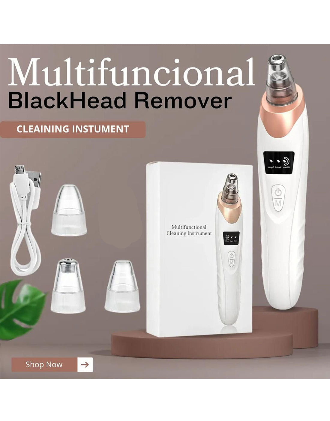 USB Rechargeable Blackhead Remover & Derma Suction Facial Cleansing Device