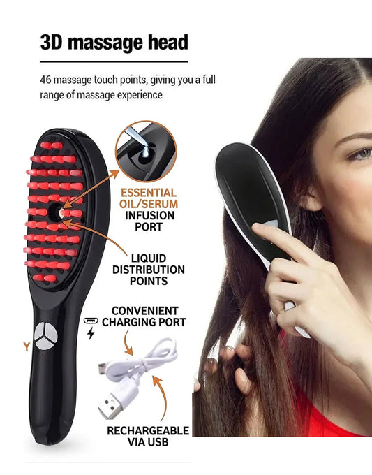 Rechargeable Hair Growth Brush with Steam & Vibration | Hair Therapy Brush