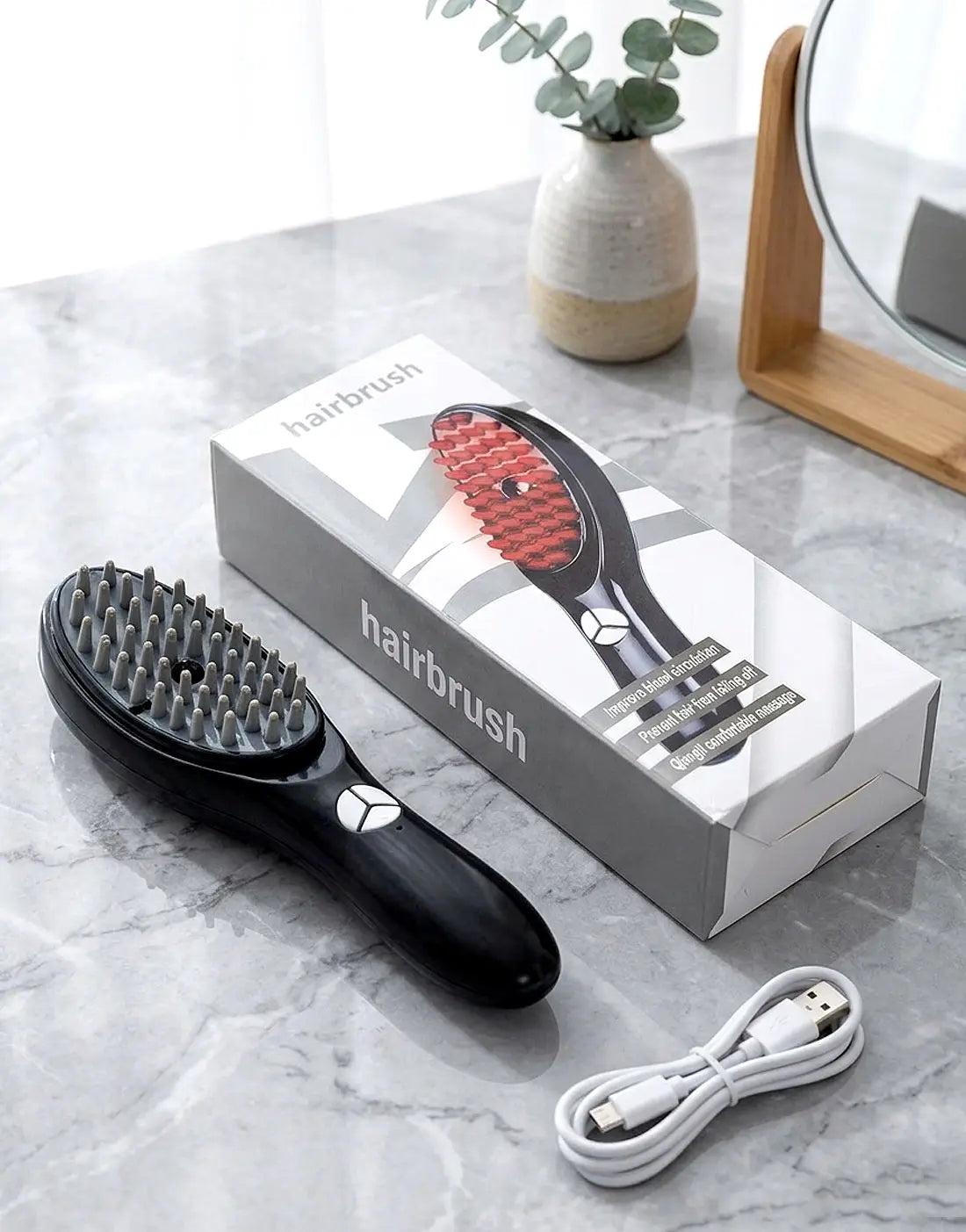 Rechargeable Hair Growth Brush with Steam & Vibration | Hair Therapy Brush