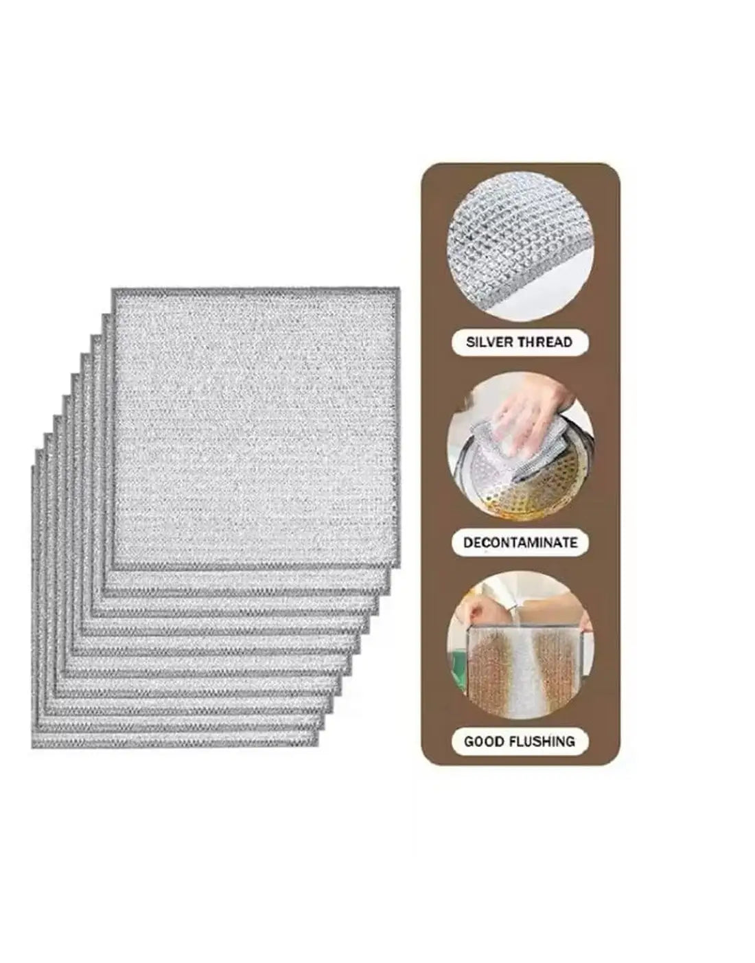Pack of 10 Kitchen Steel Mesh Wire Dishwasher Cleaning Cloth