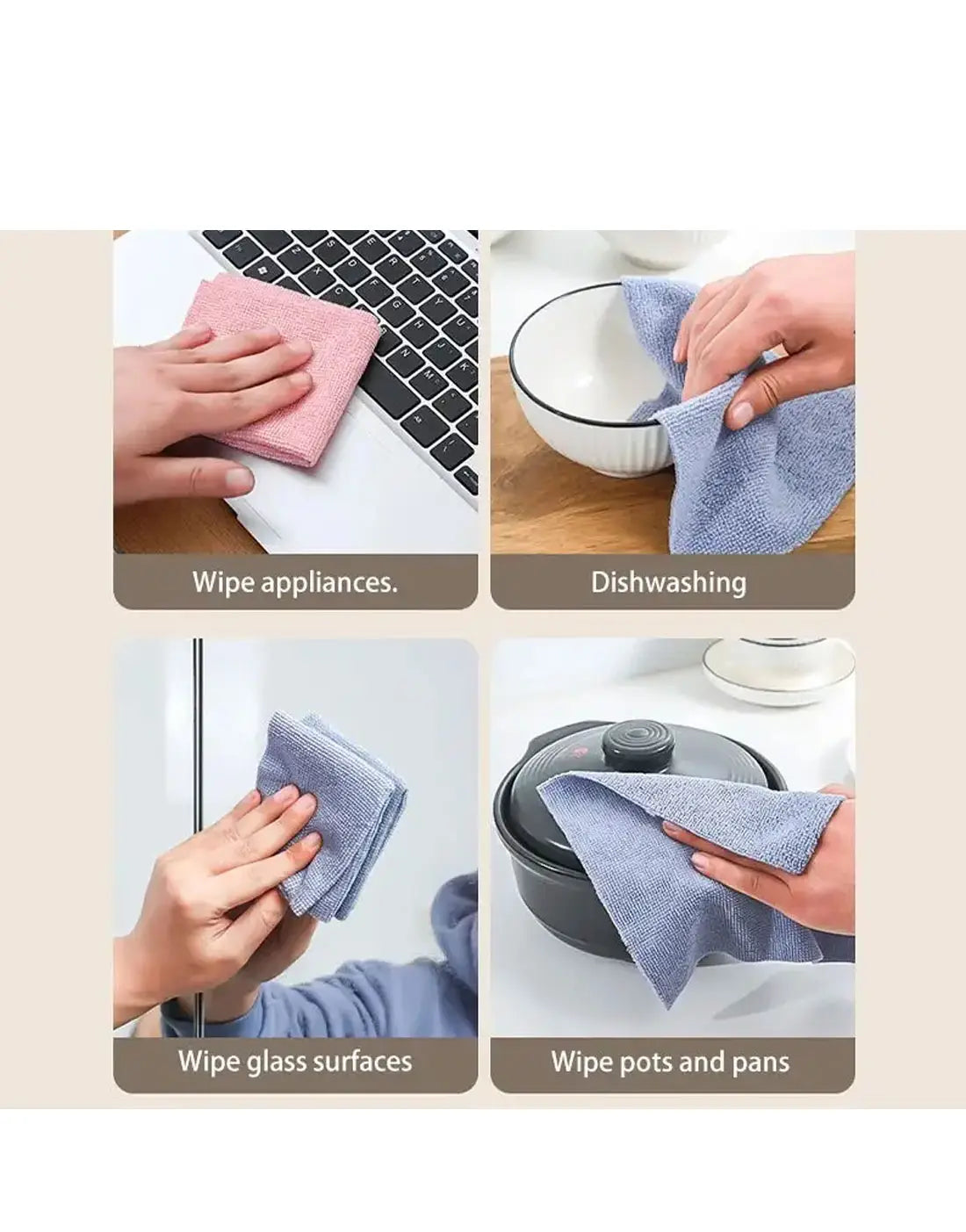 Pack of 20 Microfiber Clothes | Microfiber Cleaning Wipes for Kitchen & Households
