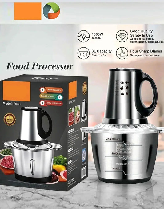 3L Food Processor, Vegetable & Meat Chopper, Qeema Machine – Stainless Steel Bowl 1000W