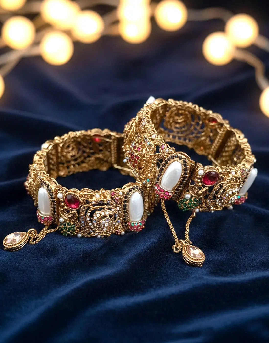 Pair of Intricate Turkish Style Kara Bangles for Girls