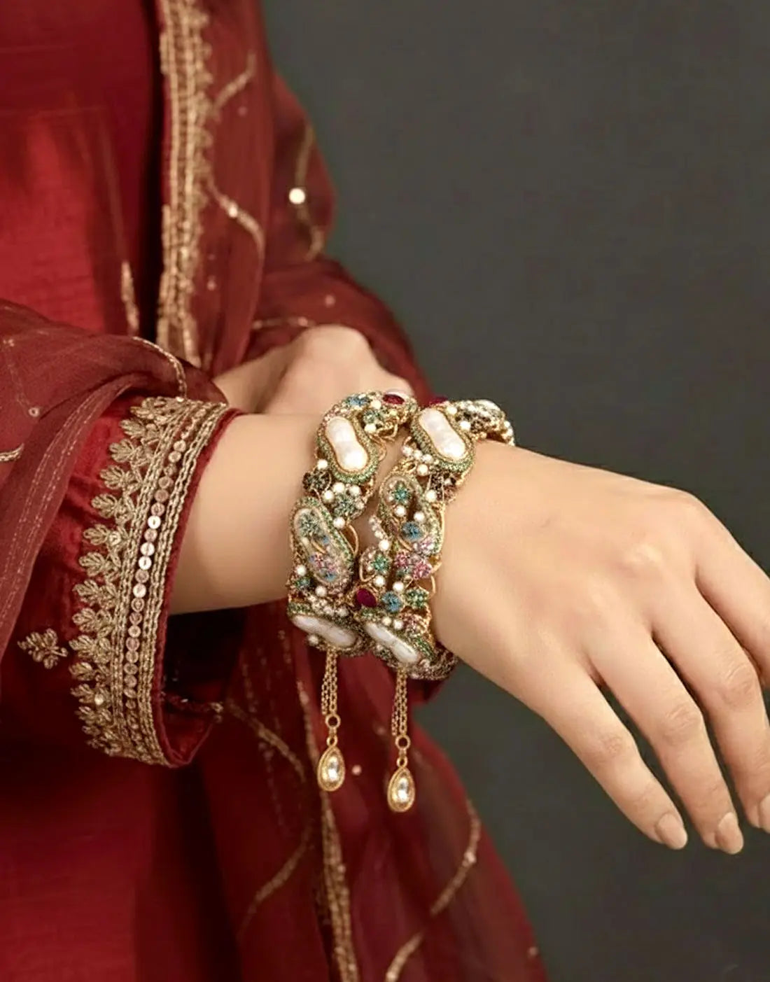 Pair of Intricate Turkish Style Kara Bangles for Girls