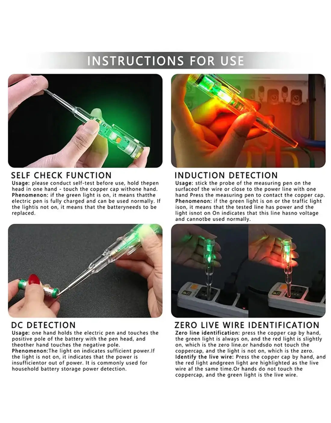 Intelligent LED Indicator Voltage Tester AC/DC 24-250V | Smart Electric Voltage Detector Pen
